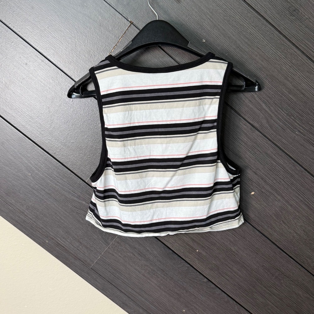 Volcom Women's Striped Cropped Tank Top Sleeveless Stretch Med Streetwear - Picture 3 of 5